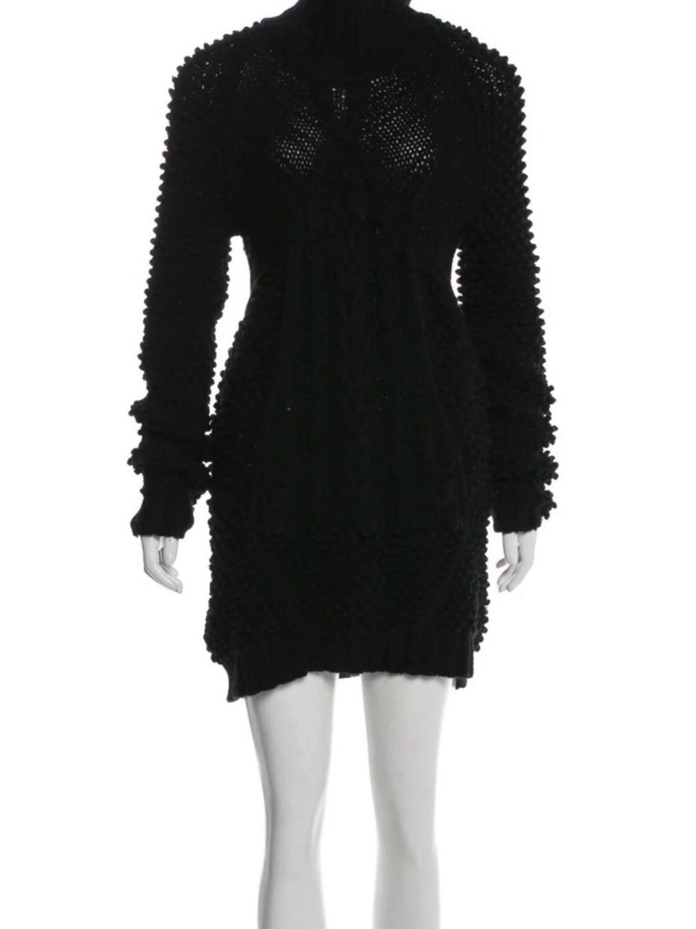 Prabal Gurung Black Chunky Knit Mini Dress